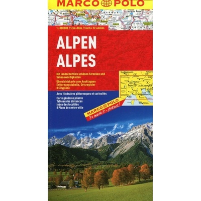 Alpy Alpen Alpes Alpi Alps 1:800 000