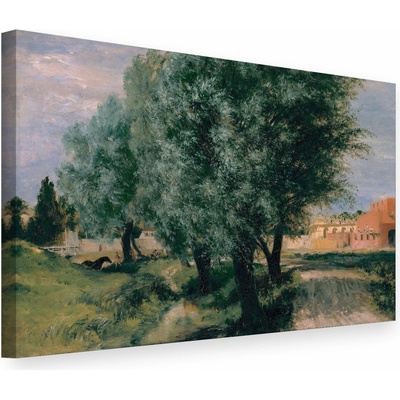 Obraz na plátne Adolph Menzel - Stavenisko s vŕbami - 60x80 cm