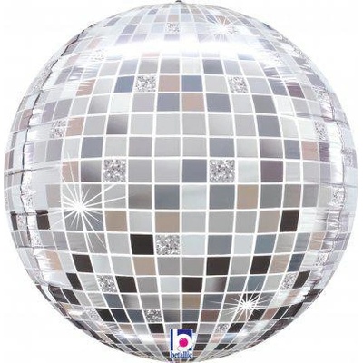 PartyDeco Disco guľa 4D strieborná 15" 38 cm fóliový balónik nafukovací