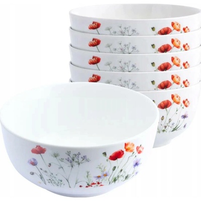 Altom Design Misky porcelánové salátové Kvetoucí Polana 600 ml 14 cm 6 ks
