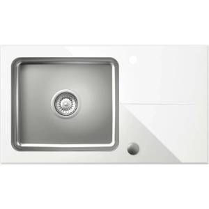 Quadron Вградена мивка Quadron Pop Hugh 111 от неръждаема стомана, покритие от неръждаема стомана - бяла 77x44 см (ST3577SB1BS) Мивка за вграждане