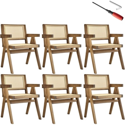 tectake Lissy s vídeňským pletením Světlý dub 6 ks