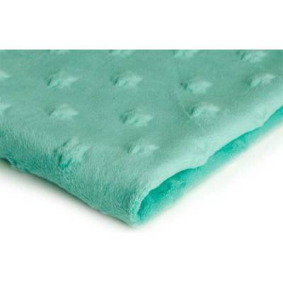 Látka minky hvězdy, 320 g/m², šíře 155 cm, metráž, mentolová