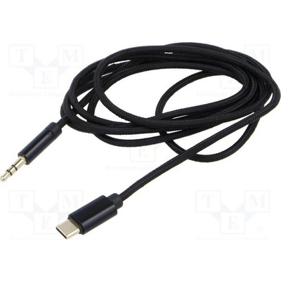 Gembird CCA-CM3.5M-1.5M Jack 3,5mm vidlice,USB C vidlice, zlacený, 1,5m, černý