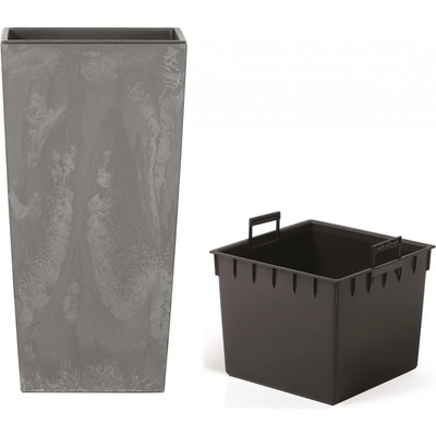 Prosperplast Květináč s vkladem URBI SQUARE BETON EFFECT 26,5 cm marengo