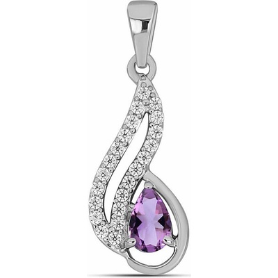 Nefertitis Přívěsek stříbrný s broušeným africkým ametystem a zirkony 015699 AFAM NF55483