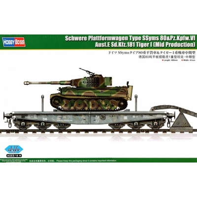 Hobby Boss Hobby Boss Schwere Plattformwagen Type SSyms 80 & Pz.Kpfw.VI Ausf.E Tiger I 1:72
