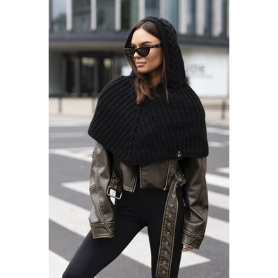Fashionweek dámská čepice jako kapuce s trubkovým šátkem 2W1 JK-Samira černá