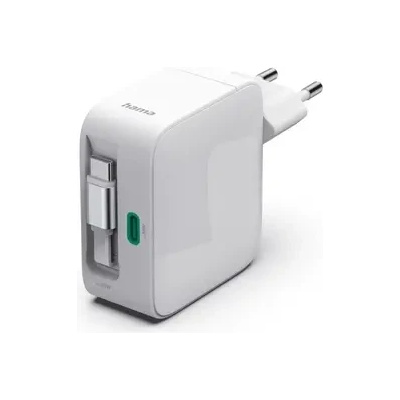 Hama Бързо зарядно, 65 W, GaN, 2x USB-C, с разтегателен кабел 0.7м, бял (HAMA-201957)