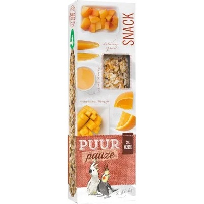 Witte molen PUUR Pauze Sticks - крекери с кайсия, портокал, манго и мед за средни папагали и какаду 140 гр, 2 броя, Witte Molen, Холандия - 654888