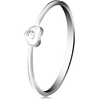 Šperky Eshop Diamantový prsten z bílého zlata srdíčko s čirým briliantem S3BT502.61
