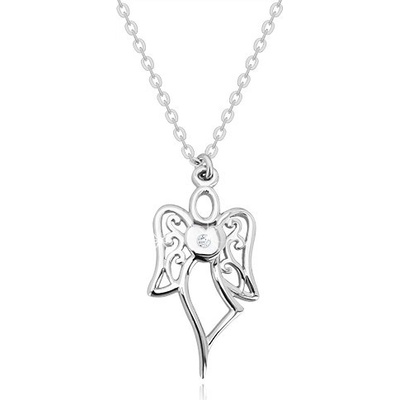 Šperky eshop Stříbrný vyřezávaný anděl srdce s čirým diamantem S62.27