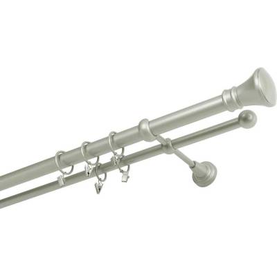 HEBR Garnýž Žezlo stříbrná mat dvojitá 150 cm