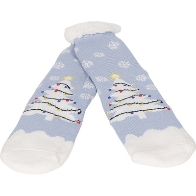 Мъжки коледни чорапи в светлосиньо с елха