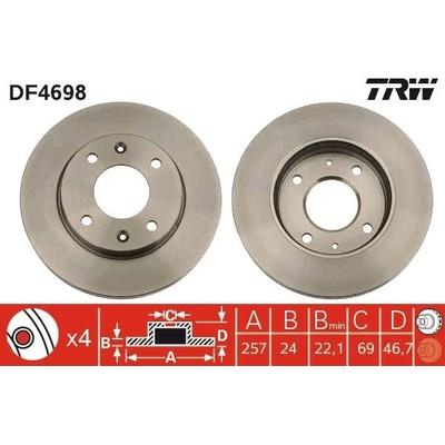 Brzdový kotúč (cena za 1ks) TRW DF4698