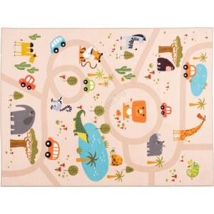 Multidecor Детски антихлъзгащ килим ARES STREETS 80x150 см бежов/сафари (MU0252)