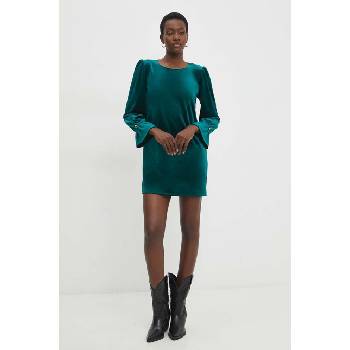 ANSWEAR Кадифена рокля Answear Lab в зелено къса разкроена (pg094v.IKK)