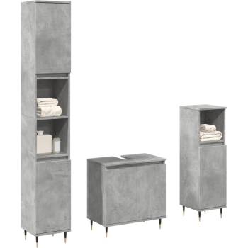 vidaXL Комплект мебели за баня от 3 части бетонно сив инженерно дърво (3324952)