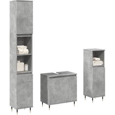 vidaXL Комплект мебели за баня от 3 части бетонно сив инженерно дърво (3324952)