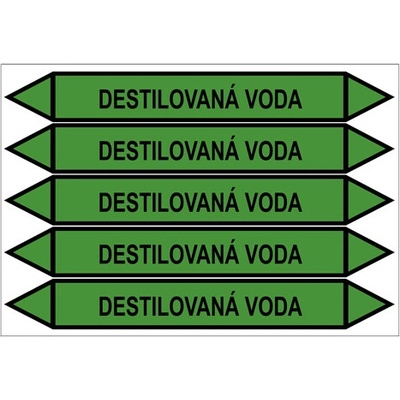 Značení potrubí, destilovaná voda, 5 ks, 400 × 52 mm PZG 009096