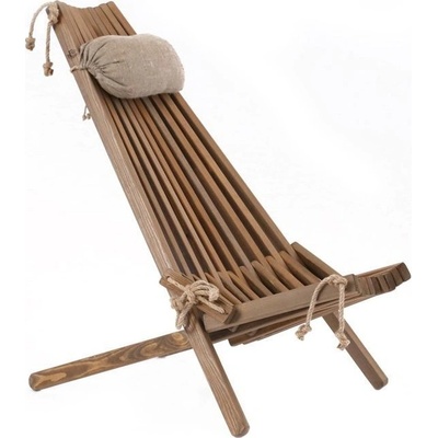 EcoFurn Lilli Dřevěné zahradní skládací křeslo s polštářem, olše, popelavý olej