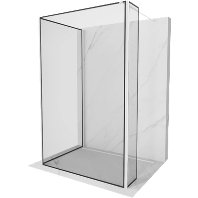 Mexen Kioto стъклена стена за душ кабина Walk-in 140 x 90 x 30 cm, черна рамка, бяла - 800-140-090-221-20-70-030 (800-140-090-221-20-70-030)