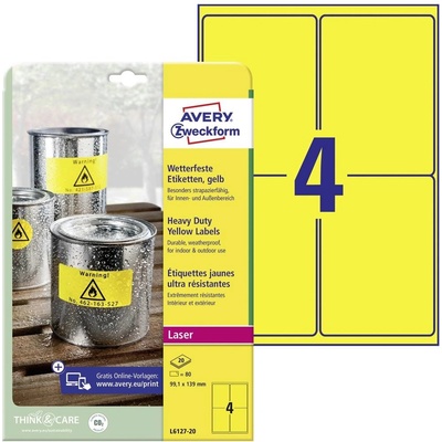 Avery-Zweckform L6127-20 prehľad produktov fólie žltá 1 ks trvalé Fóliové etikety