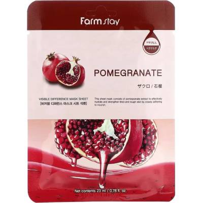 Farmstay Visible Difference Mask Sheet Pomegranate - Успокояваща текстилна маска с нар 1бр/23мл