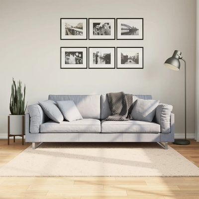 vidaXL Килим HUARTE с къс косъм, мек и миещ се, бежов, 160x160 см (375021)