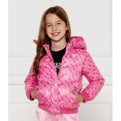 GUESS Спортно зимно яке за мини момиче в цикламено покрито с лога Guess