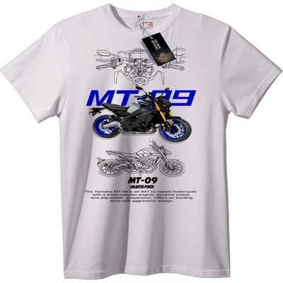 NOONEBRAND Тениска с Yamaha MT-09 мотоциклет - 2XL, White