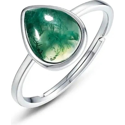 Majya Stříbrný nastavitelný prsten TRUST s mechovým achátem 11816