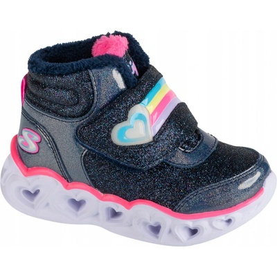 Simple kozačky Skechers Flutter Heart Lights Amor 302677L/NVMT Blue