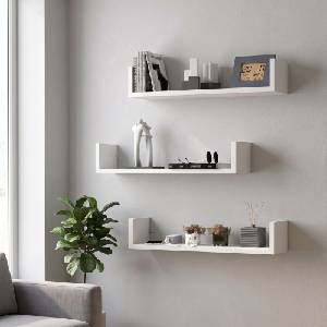 TopMebel Комплект от 3 стенни рафта Dark TopMebel от меламин в бял цвят 60x15x12cm