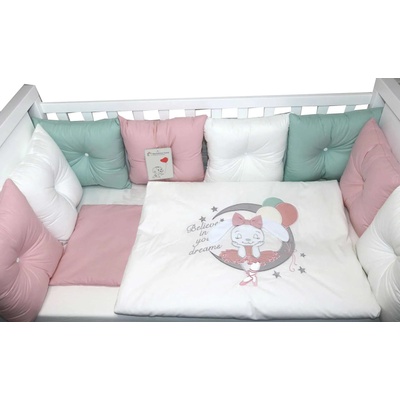 Bambino Casa Луксозен спален комплект Bambino Casa - Pillows rosa, 12 части (3536)