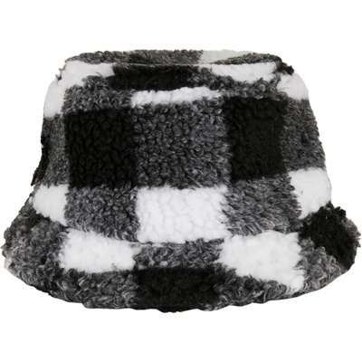 Urban Classics Зимна шапка идиотка в бяло и черно Sherpa Check Bucket Hat UB-5003SC-01248 - Черен, размер one size