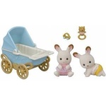 EPOCH Sylvanian Families | Baby cart with Rabbits with Chocolate Ears 5432