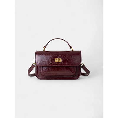 Dámska kožená kabelka BURGUNDY luxusná crossbody kabelka z pravej kože bordová