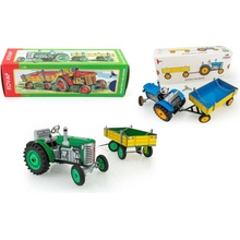 Kovap Traktor Zetor s valníkom modrý na kľúčik kov 28cm v krabičke