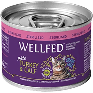 PETINTEREST Wellfed Sterilised Adult Turkey & Calf (12 months - 7 years) консерва за кастрирани котки с телешко и пуешко 200gr