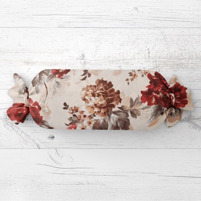 Biante Vankúš valec bonbon Sandra SA-399 Červené pivonky na pieskovom 15x40