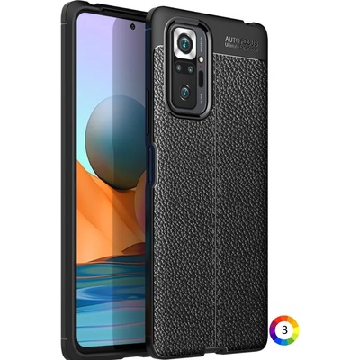 Xiaomi Redmi Note 10 Pro Удароустойчив Litchi Skin Калъф и Протектор