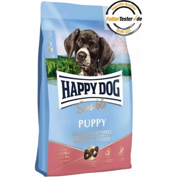 Image 1 of Happy Dog Sensible Puppy Salmon & Potato - храна за подрастващи кученца, с чувствителен стомах от 1-ия до 6-ия месец, със сьомга и картофи, 1 кг, Германия - 61002