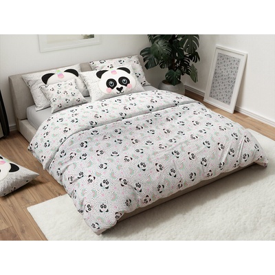 Textilomanie bavlna obliečky PANDA UNICORN biele 60x70 140x200