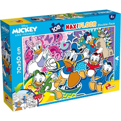 Lisciani Двулицев пъзел Lisciani - Mickey and Friends, Доналд Дък, 108 части (LI91782)