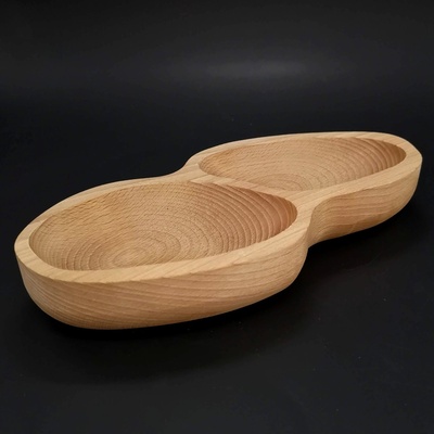 Amadea Dřevěná miska ve tvaru burákového oříšku oblé dno masivní dřevo 28 x 13 x 4,5 cm