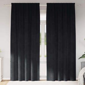 Pure Line Home Кадифени завеси в цвят черен с комбиниран перделък, 2 бр. , 140 x 245 см
