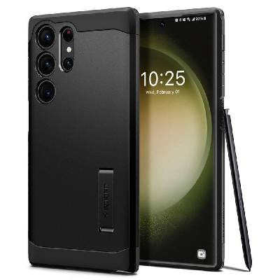 Spigen Противоударен Хибриден Калъф за Samsung S24 Ultra, Spigen Tough Armor Case, Черен (ACS07300)