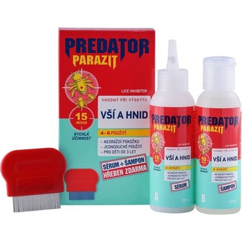 Predator Parazit při výskytu vší a hnid PACK sérum 100 ml + šampon 100 ml + kovový hřeben dárková sada