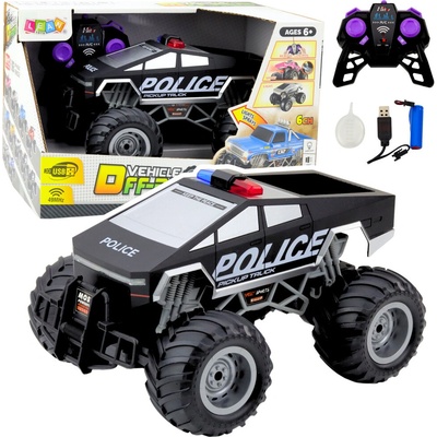 LeanToys Terénní RC policejní auto na dálkové ovládání, černé, 1:16